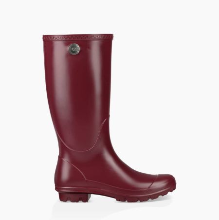 UGG Shelby Matte Dark Red Rain Boots for Women (LXBM10693)